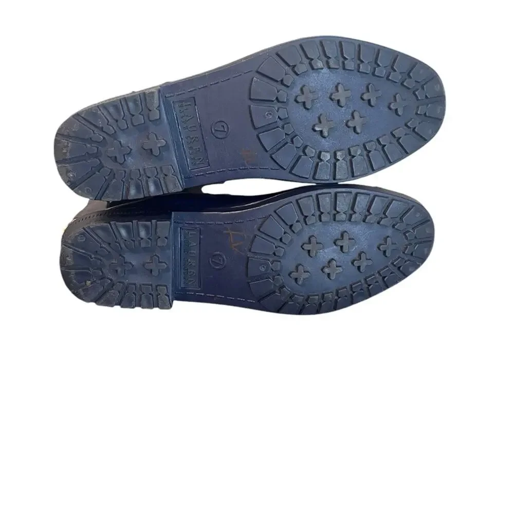 LAUREN RALPH LAUREN Rossalyn II‎ Rain Boots in Navy Blue Buckle Detail Women's 7